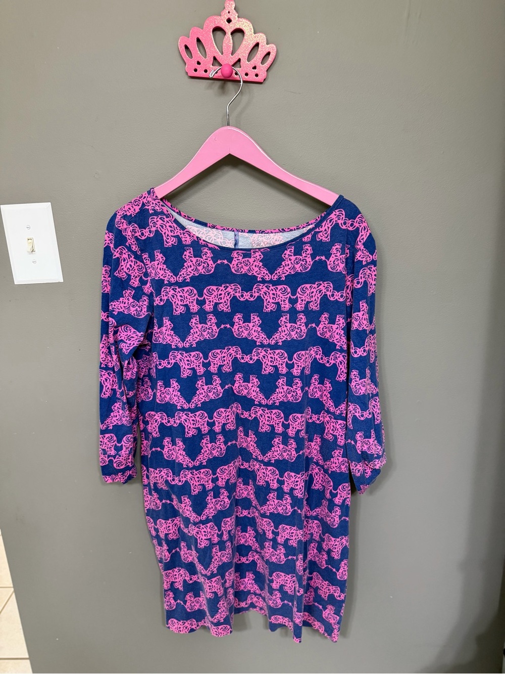 Lilly Pulitzer Navy Tunic with Pink Elephant Print